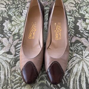 Vintage Salvatore Ferragamo Two-Tone Brown Heels